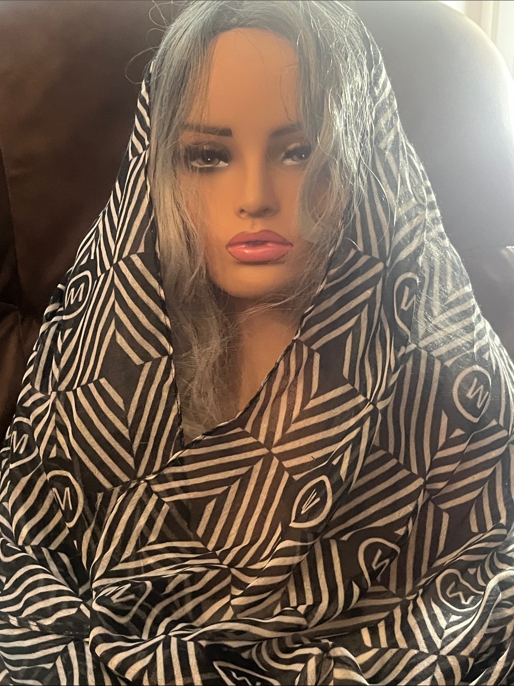 Mud Pie Black and White Geometric Wrap scarf S183